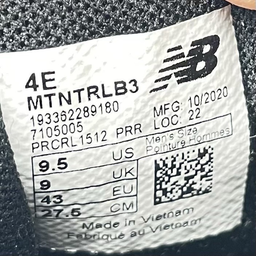 New Balance Sneakers Mens 9.5 4E Nitrel V3 MTNTRLB3 Black Running Athletic Shoes - Picture 7 of 9